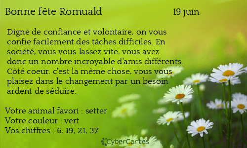 Carte bonne f&ecirc;te Romuald