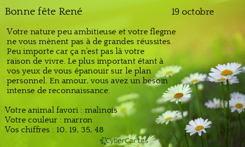 Carte bonne f&ecirc;te René