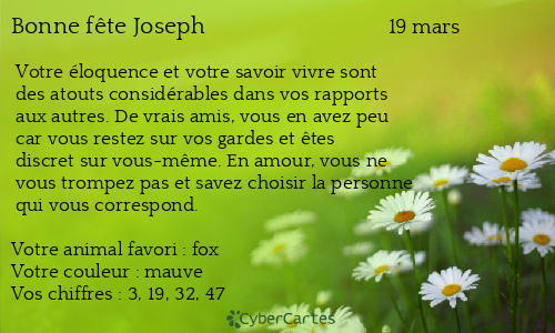 Carte bonne f&ecirc;te Joseph