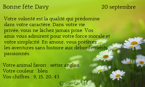 Carte bonne f&ecirc;te Davy