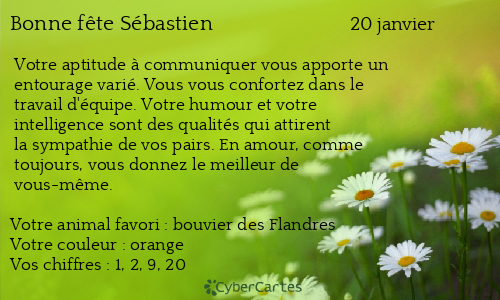 Carte bonne f&ecirc;te Sébastien