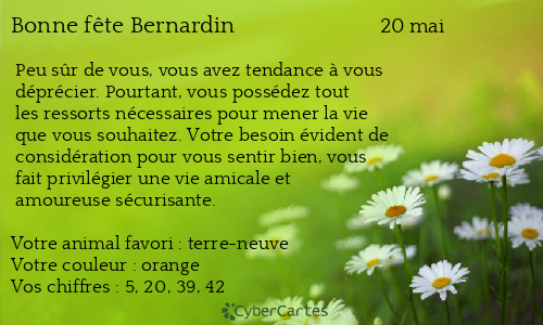 Carte bonne f&ecirc;te Bernardin