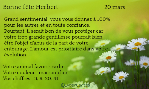Carte bonne f&ecirc;te Herbert