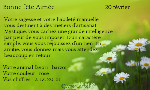 Carte bonne f&ecirc;te Aimée