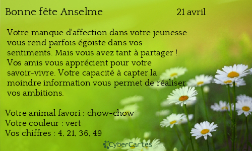 Carte bonne f&ecirc;te Anselme