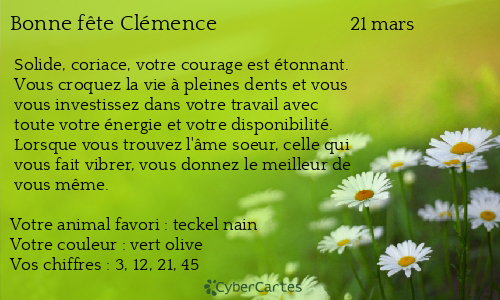 Carte bonne f&ecirc;te Clémence