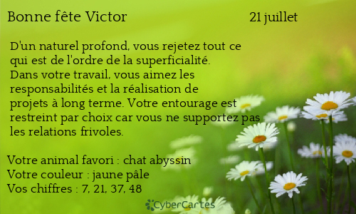 Carte bonne f&ecirc;te Victor