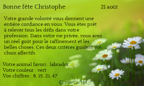 Carte bonne f&ecirc;te Christophe