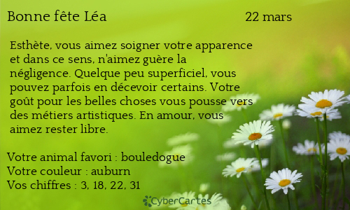 Carte bonne f&ecirc;te Léa