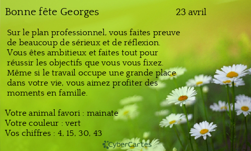 Carte bonne f&ecirc;te Georges
