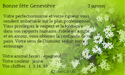 Carte bonne fête Geneviève