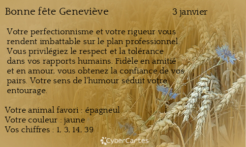Carte bonne fête Geneviève