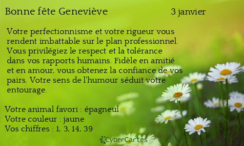 Carte bonne fête Geneviève