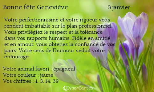 Carte bonne fête Geneviève