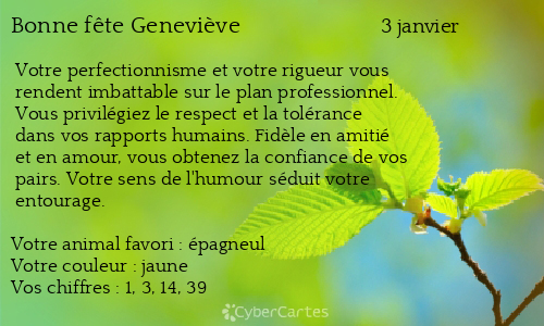 Carte bonne fête Geneviève