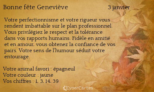 Carte bonne fête Geneviève