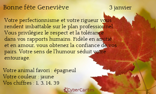 Carte bonne fête Geneviève
