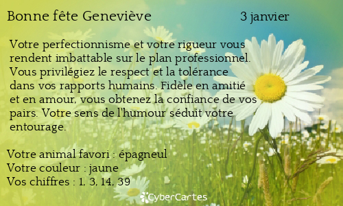 Carte bonne fête Geneviève