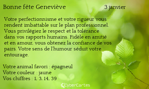 Carte bonne fête Geneviève