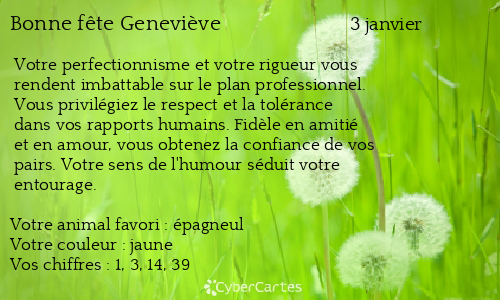 Carte bonne fête Geneviève