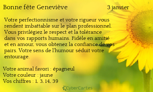 Carte bonne fête Geneviève