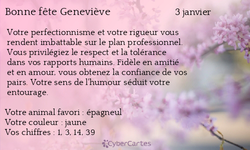 Carte bonne fête Geneviève