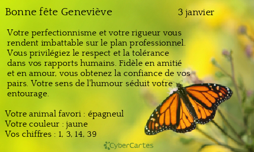 Carte bonne fête Geneviève