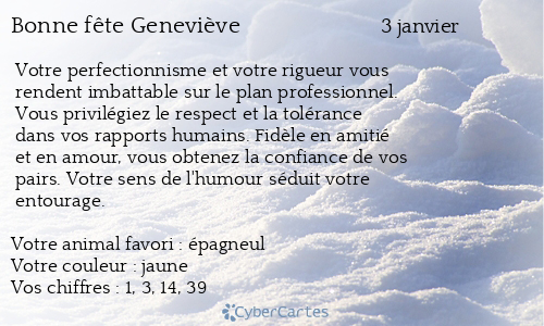 Carte bonne fête Geneviève
