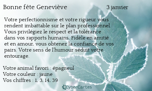 Carte bonne fête Geneviève