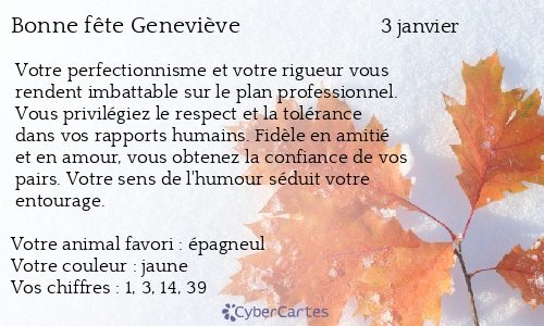Carte bonne fête Geneviève