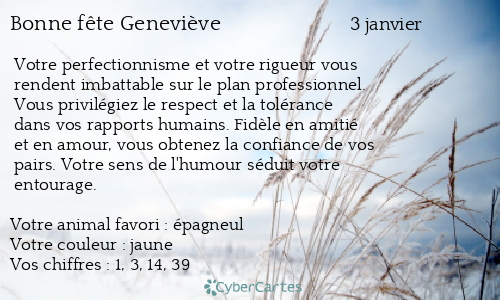 Carte bonne fête Geneviève