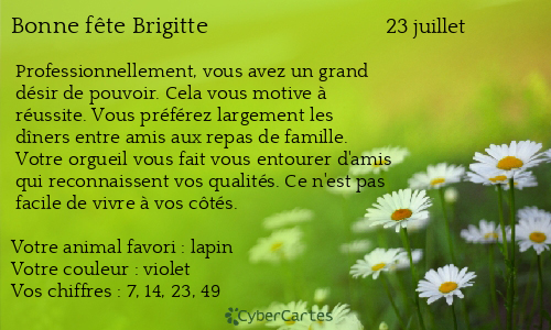 Carte bonne f&ecirc;te Brigitte