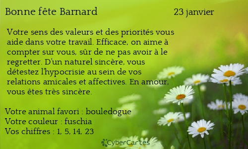 Carte bonne f&ecirc;te Barnard