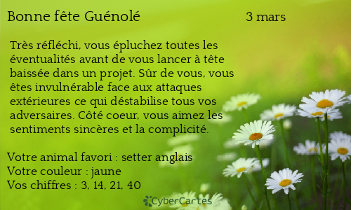 Carte bonne f&ecirc;te Guénolé