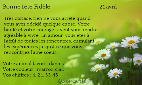 Carte bonne f&ecirc;te Fidèle