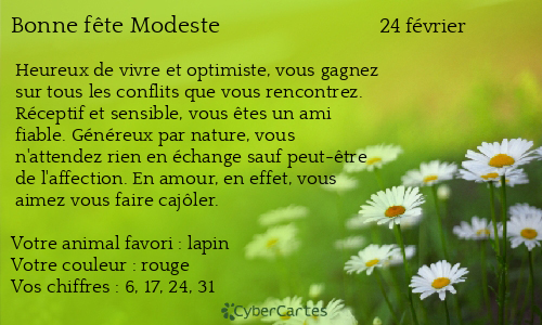 Carte bonne f&ecirc;te Modeste