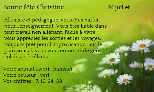 Carte bonne f&ecirc;te Christine