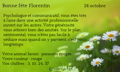 Carte bonne f&ecirc;te Florentin