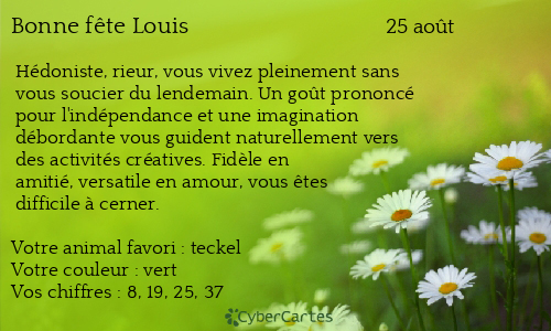 Carte bonne f&ecirc;te Louis