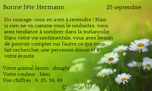 Carte bonne f&ecirc;te Hermann