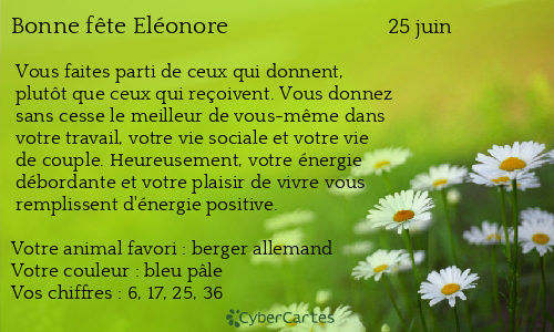 Carte bonne f&ecirc;te Eléonore