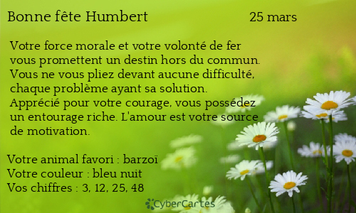 Carte bonne f&ecirc;te Humbert