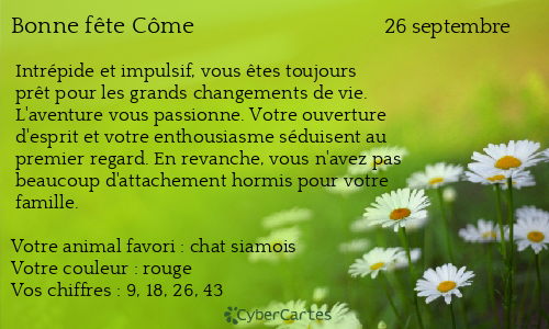 Carte bonne f&ecirc;te Côme
