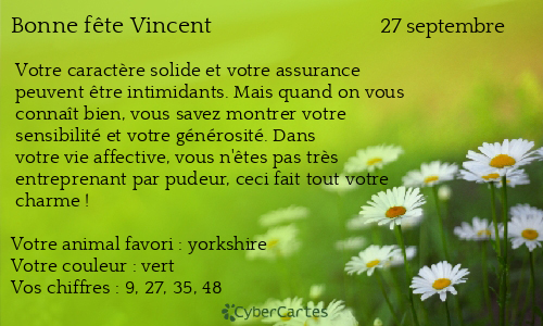 Carte bonne f&ecirc;te Vincent