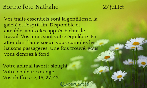 Carte bonne f&ecirc;te Nathalie