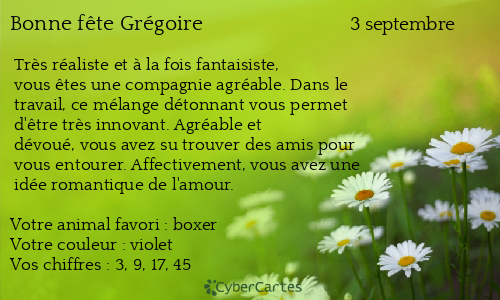 Carte bonne f&ecirc;te Grégoire