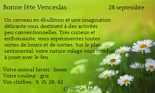Carte bonne f&ecirc;te Venceslas