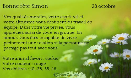 Carte bonne f&ecirc;te Simon