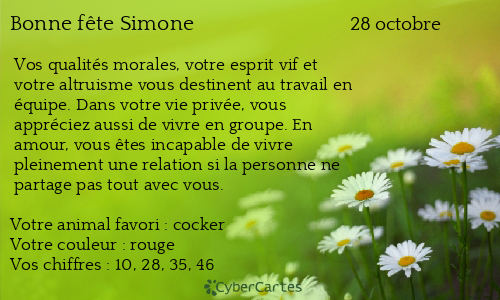 Carte bonne fête Simone