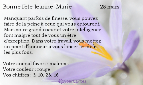 Carte bonne fête Jeanne-Marie